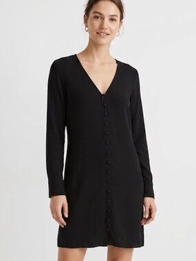 Madewell Long Sleeve Black Button Up Dress